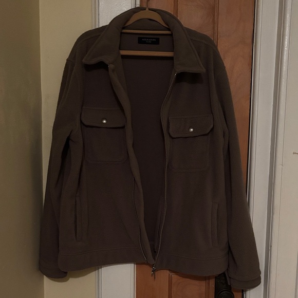 All Saints Clayton Fleece Tan Lightweight Jacket - Picture 13 of 15